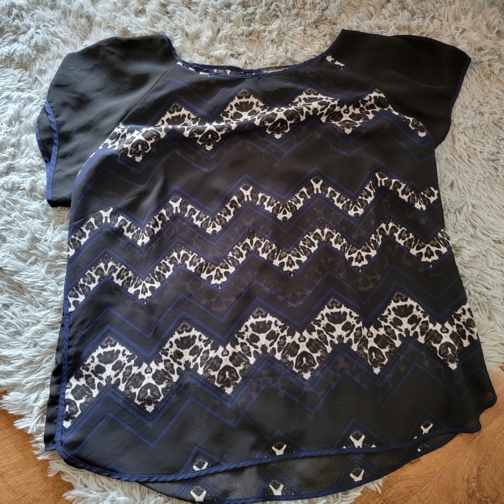 PLUS Leopard/Chevron Blouse